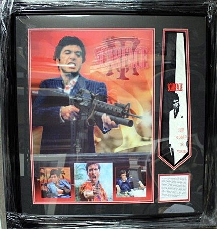 Framed Scarface Memorabilia (50FO): Framed Scarface Memorabilia scene pictures with tie approx. 35"x33" Each Item is Made one of a kind in the US to order and may vary slightly from image.