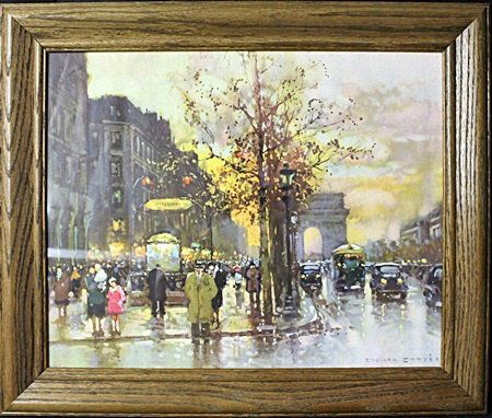 Framed Lithograph "Arch of Triumph" by Edouard Cortes: Framed Lithograph "Arch of Triumph" by Edouard Cortes, Plate Signed, Size Approx. 21 x 25 In.