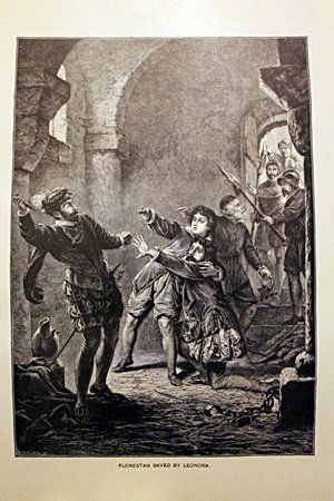 Florestan Saved By Leonora By Eugen Klimsch: Original Engraving, Florestan Saved By Leonora By Eugen Klimsch, approx. 11x8 in.