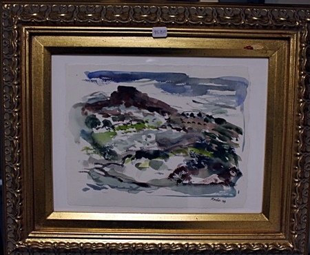 Framed By J. Marin-Watercolor (95BO): Framed J. Marin-Watercolor on paper Attributed to Marin hand signed approx. 14"x18". Marin was an early American modernist artist. He is known for his abstract landscapes and watercolors. Comes with C