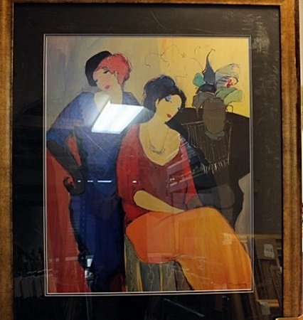 Framed By Tarkay-Maria and Suzie (3HO): Framed Attributed to Itzchak Tarkay-Maria and Suzie Lithograph approx. 43"x36" Tarkay was an Austrian-born Israeli painter and watercolourist. Comes with coa