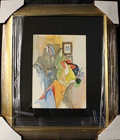 Framed Original Watercolor by Itzchak Tarkay (233 X): Framed Original Watercolor by Itzchak Tarkay (233 X), Size Approx. 21 x 18 In.