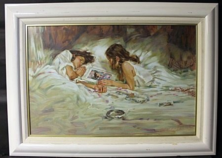 "FAMILY ALBUM" By JOHN MICHAEL CARTER (N): Oil On Canvas, Signed By the artist, Approximately 32 x 43 1/2 In.