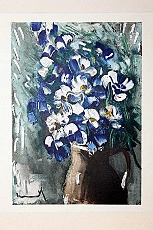 Delphiniums 1955-by Vlaminck: Original Lithograph, Comes with COA 12" X 14"- Maurice de Vlaminck (4 April 1876 – 11 October 1958) was a French painter. Along with André Derain and Henri Matisse he is considered one of the princ