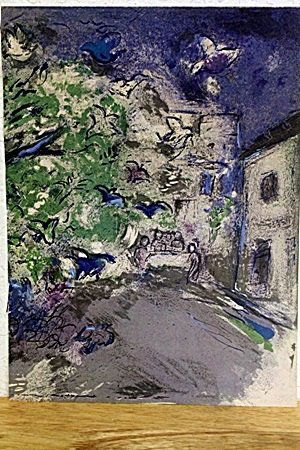 Lithograph by Marc Chagall Tittled: The Bird Chase Part: Lithograph by Marc Chagall from Verve: The Ultimate Review of Art and Literature (1937-1960) lithograph approx. 13"x10" The Bird Chase Part 2