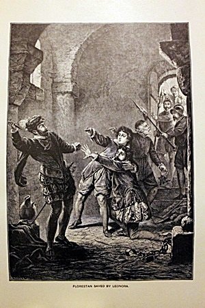 Florestan Saved By Leonora By Eugen Klimsch: Original Engraving, Florestan Saved By Leonora By Eugen Klimsch, approx. 11x8 in.