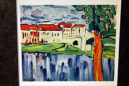 Chatau, With Red Tree 1906- by Vlaminck: Original Lithograph, Comes with COA 12" X 13"- Maurice de Vlaminck (4 April 1876 – 11 October 1958) was a French painter. Along with André Derain and Henri Matisse he is considered one of the princ