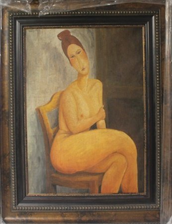 Original Oil on Canvas by Amedeo Modigliani (78H): Original Oil on Canvas by Amedeo Modigliani. Signed, size approx. 37 x 21 in.