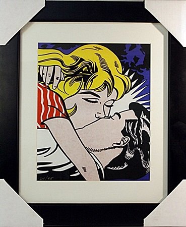 Roy Lichtenstein Limited Edition-THE KISS: In the Manner of In the Manner of Lichtenstein, bearing the signature, bearing the signature Limited Edition on paper, "THE KISS". Comes with COA. Out of an edition of 95. Edition number may vary from