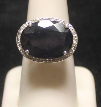 Gorgeous Dark Ruby with Diamonds SS Ring: Gorgeous Dark Ruby with Diamonds SS Ring. Sterling Silver, Ruby twt approx. 12.22 cts and Diamonds twt approx. 1 ct VS1-2 Color I.