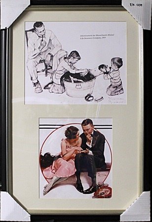 Framed 2-in-1 Lithographs by Norman Rockwell (EK 1234): Framed 2-in-1 Lithographs by Norman Rockwell (EK 1234), Plate Signed, Size Approx. 27 x 18 In.