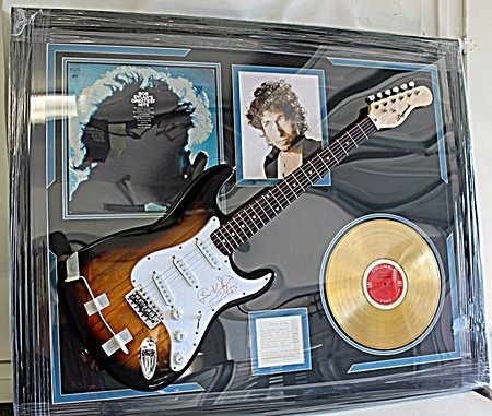 Bob Dylan's Greatest hits Autographed Guitar and Gold: Bob Dylan Guitar with Laser Matted Autographs.