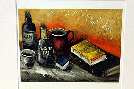 Lithograph "Still Life With Whiskey Bottle 1945" after: Lithograph, Size Approx. 12" X 14" In. Maurice de Vlaminck (4 April 1876 – 11 October 1958) was a French painter. Along with André Derain and Henri Matisse, he is considered one of the principal fi