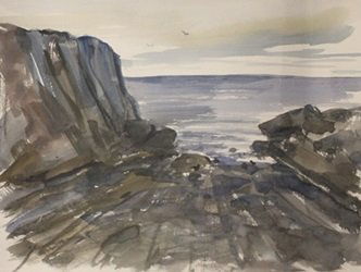 Original Watercolor on Paper "Close to Shore" by: Original Watercolor on Paper "Close to Shore" by Michael Schofield; signed, size approx. 11 1/2 x 15 in. Michael Schofield was born in Orlando, Florida, in 1947. His talent as a silk screen mechanic a