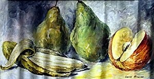 "Still Life" by Leonid Afremov: Original Acrylic on Canvas; signed by the artist, size approx. 19 x 36 in.