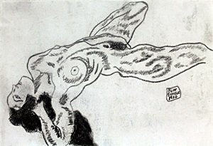 Nude - Graphite Drawing on Paper - Egon Schiele: Graphite drawing on Paper, Hand Signed nad Dated 1910, Approximate Size: 12 x 8 1/2 Inches, Provenance: Unknown , Collection: Private