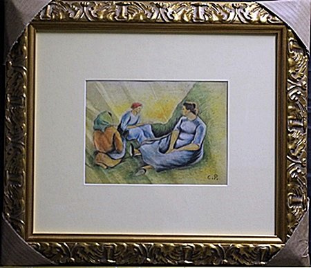 Mixed Media On Paper By Camille Pissaro: Mixed Media/on Paper, Hand Signed "C.P" Size Approx. 20 1/2" x 23 1/2" in. Camille Pissarro (July 10, 1830 – November 13, 1903) was a Danish-French Impressionist and Neo-Impressionist painter born o