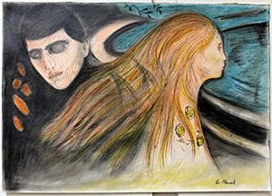 Pastel Painting on Paper by Edvard Munch: Hand Signed, Pastel Painting on Paper, Size Approx. 14" x 20" in.