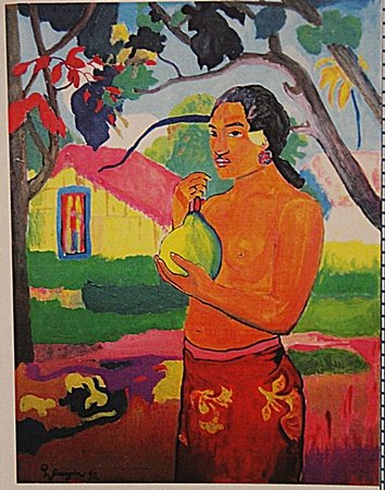 Paul Gauguin - Tahiti Girl: Paul Gauguin "Tahiti Girl" oil on paper circa.1892, private collection approx. 11x15in. Gauguin was a French post-Impressionist artist. Underappreciated until after his death, Gauguin is now recognize