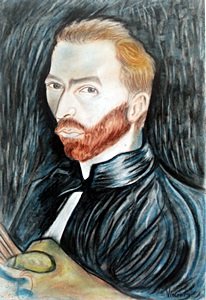 Self-Portrait 81' - Pastel on Paper - Vincent Van Gogh: Self-Portrait, Pastel Drawing on Paper, Hand Signed, Size Approx. 19 x 13 inches
