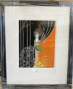 Framed Lithograph "Fashions" by Erte: Framed Lithograph "Fashions" after Erte, Out of thee book, Size Approx. 20 x 17 In.