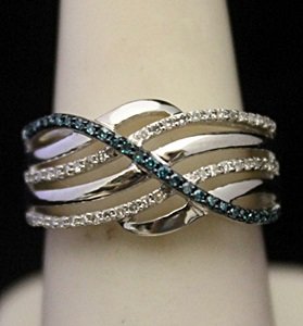 Lady's Fancy Silver Ring with Lab Alexandrites &: Lady's Fancy Silver Ring with Lab Alexandrites & Diamonds (197J) twt approx. 2cts VS1 Color G.