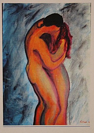 After Edvard Munch - Lovers: After Edvard Munch "Lovers"oil on paper circa. 1898, private collection approx. 16x11in. After Edvard Munch was a prolific yet perpetually troubled artist preoccupied with matters of human mortality s