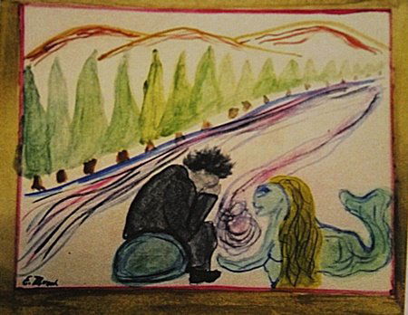 After Edvard Munch - Melancholy: After Edvard Munch "Melancholy" oil on paper circa. 1891, private collection approx. 11x9in. After Edvard Munch was a prolific yet perpetually troubled artist preoccupied with matters of human mortali