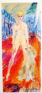 Topless Woman - LeRoy Neiman: Topless Woman after Leroy Neiman. Lithograph, bearing the signature size approx. 13 x 26 in. LeRoy Neiman (born Leroy Leslie Runquist, June 8, 1921 – June 20, 2012) was an American artist know