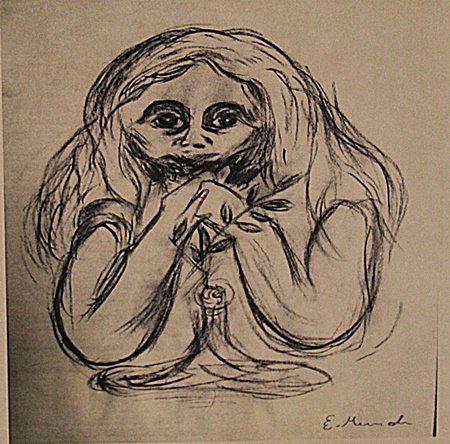 After Edvard Munch - Madonna: Edvard Munch "Madonna" drawing on paper circa. 1910, private collection approx. 12x8in. Edvard Munch was a prolific yet perpetually troubled artist preoccupied with matters of human mortality such as