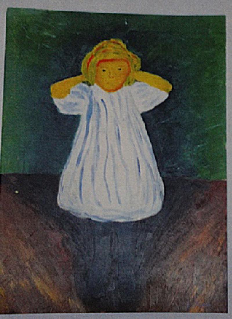 Edvard Munch - The Child: In the manner of in the manner of Edvard Munch "The Child"oil on paper circa. 1910, private collection approx. 11x8in. in the manner of Edvard Munch was a prolific yet perpetually troubled artist preo