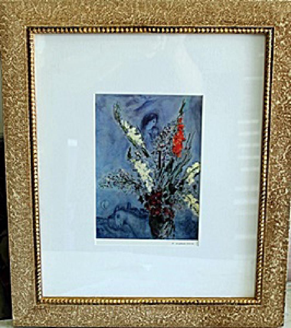 Framed Lithograph by Marc Chagall: Framed authentic lithograph Marc Chagall, Out of thee book, Size Approx. 19 x 16 In.