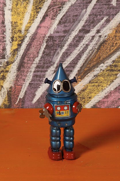 Japon Mecanique 1965 Yonezawa: RobotSans boiteH. 22 cmTin litho battery operated Robot without box