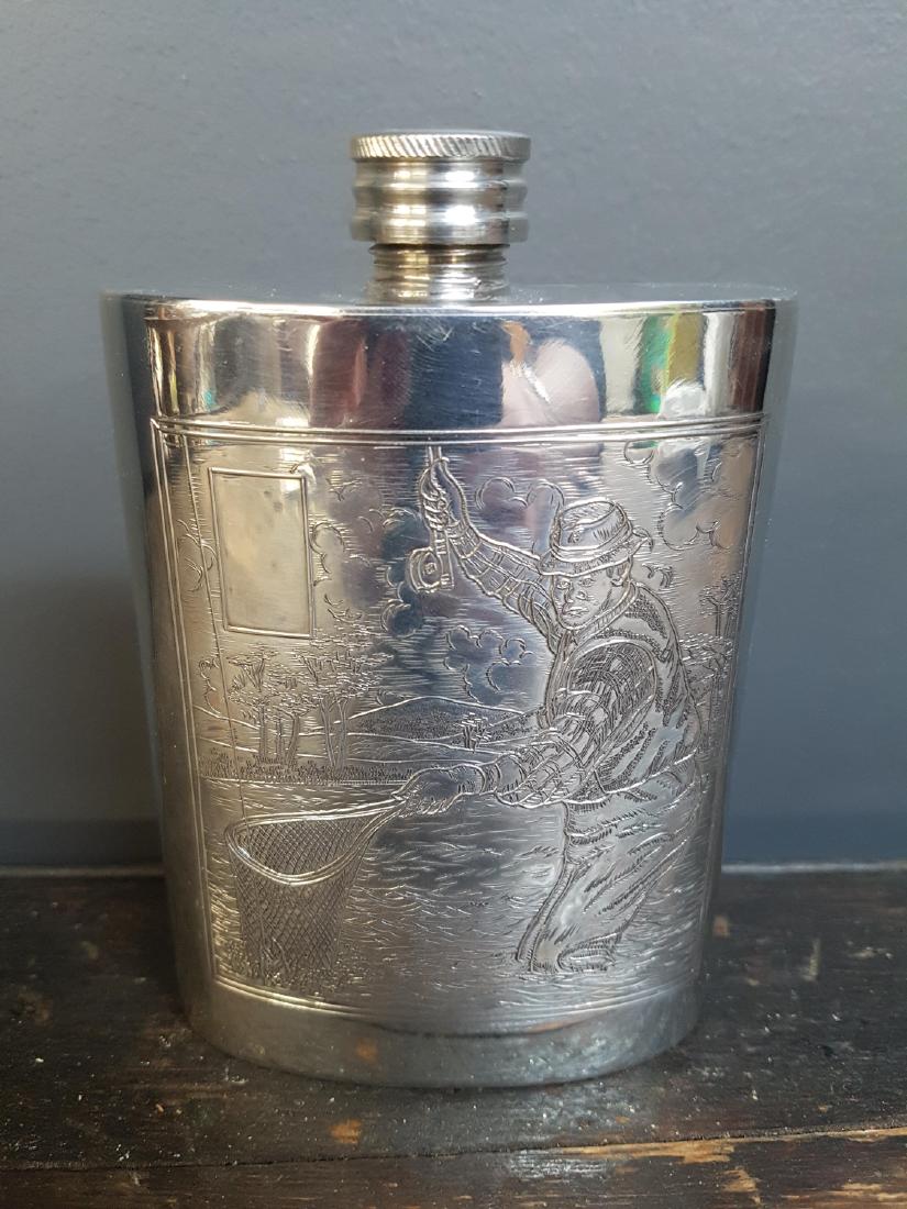 Antique Pewter Fishing Flask (1 of 3)