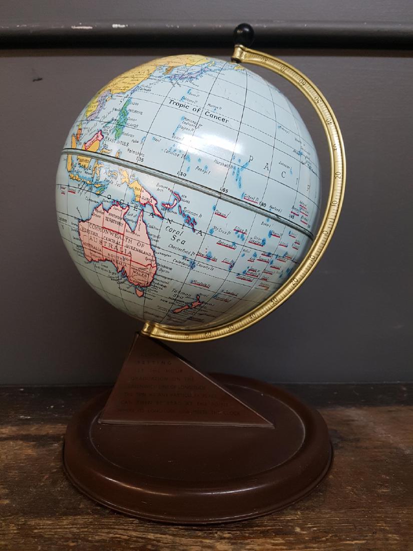 Chad Valley England Lithographed Tin Globe. (1 of 2)