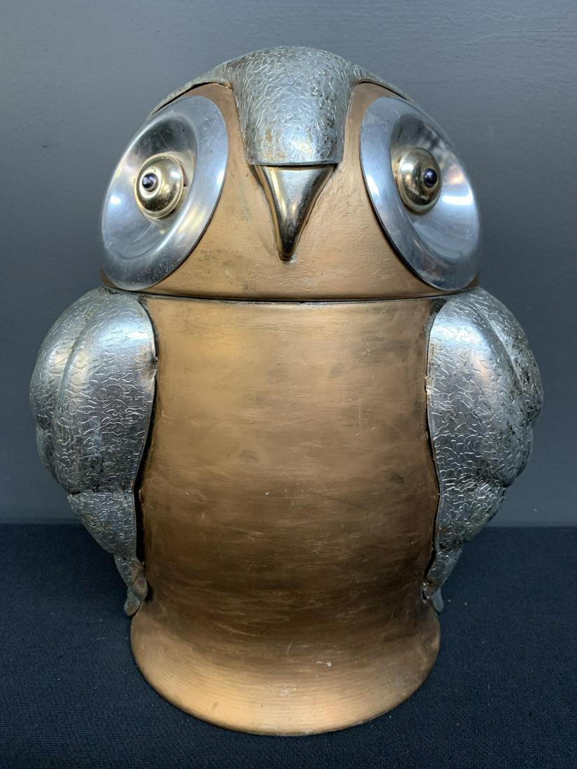 Vintage MCM Aluminum Owl Ice Bucket: Vintage Mid Century Modern Aluminum Owl Ice Bucket 12 inches high, has been painted copper.