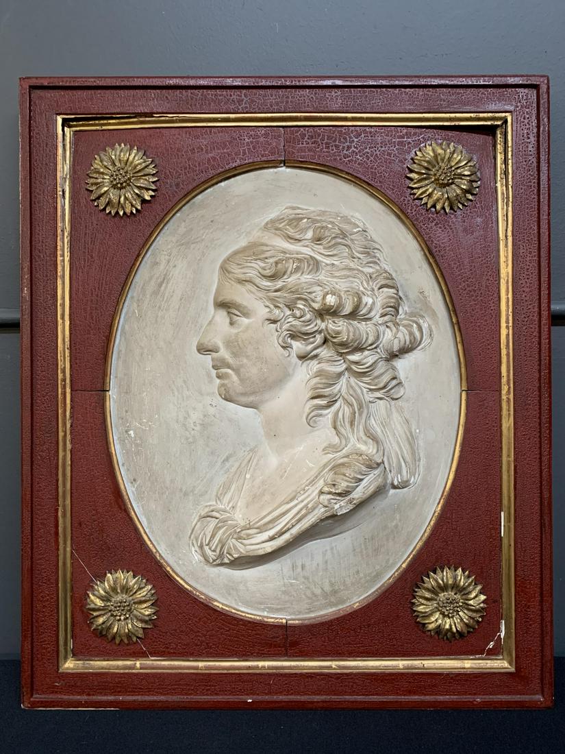 Early 19th C. Plaster Relief of A Woman, Framed (1 of 9)