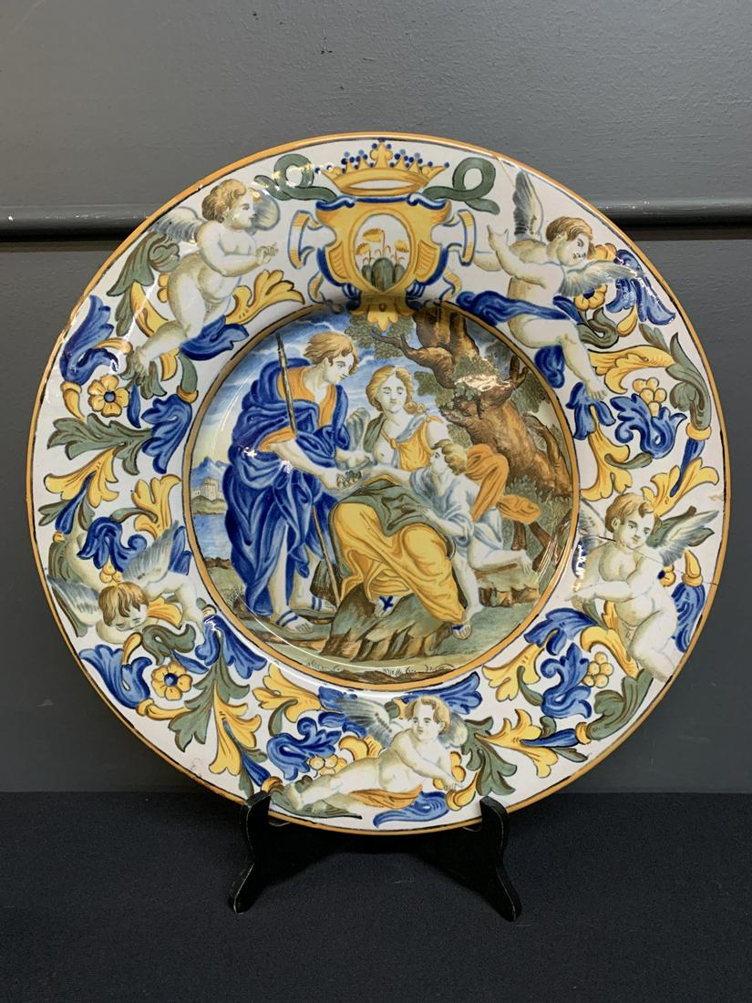 Large Italian Faience Figural Majolica Plate (1 of 8)