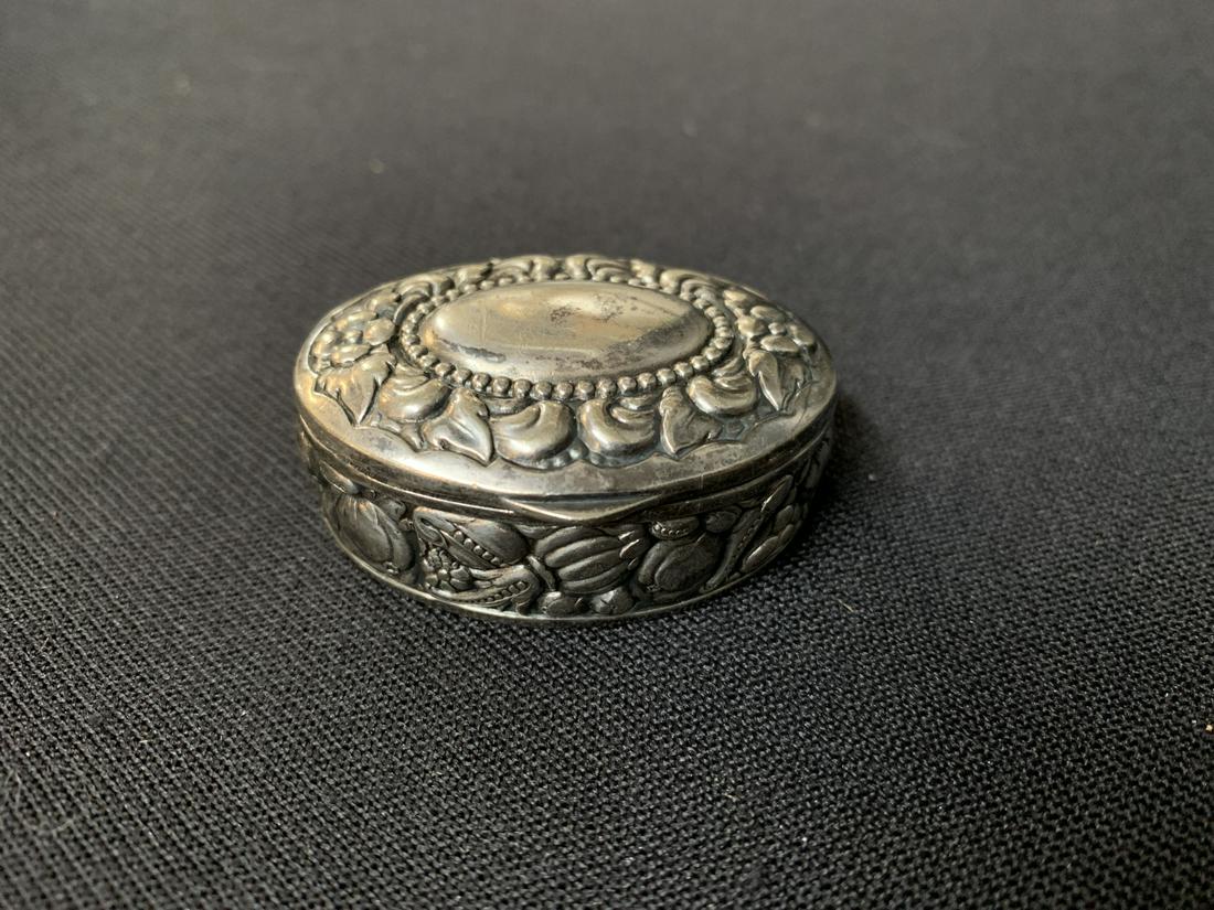 Alpaca Silver Repousse Hinged Pill Box (1 of 6)