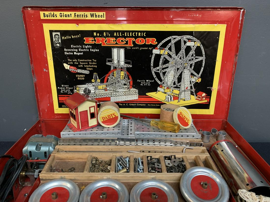A.C. Gilbert Co, New Erector 8 1/2 Ferris Wheel: A.C. Gilbert Co, The New Erector Toy in Box, Number 8 1/2, Builds Giant Ferris Wheel