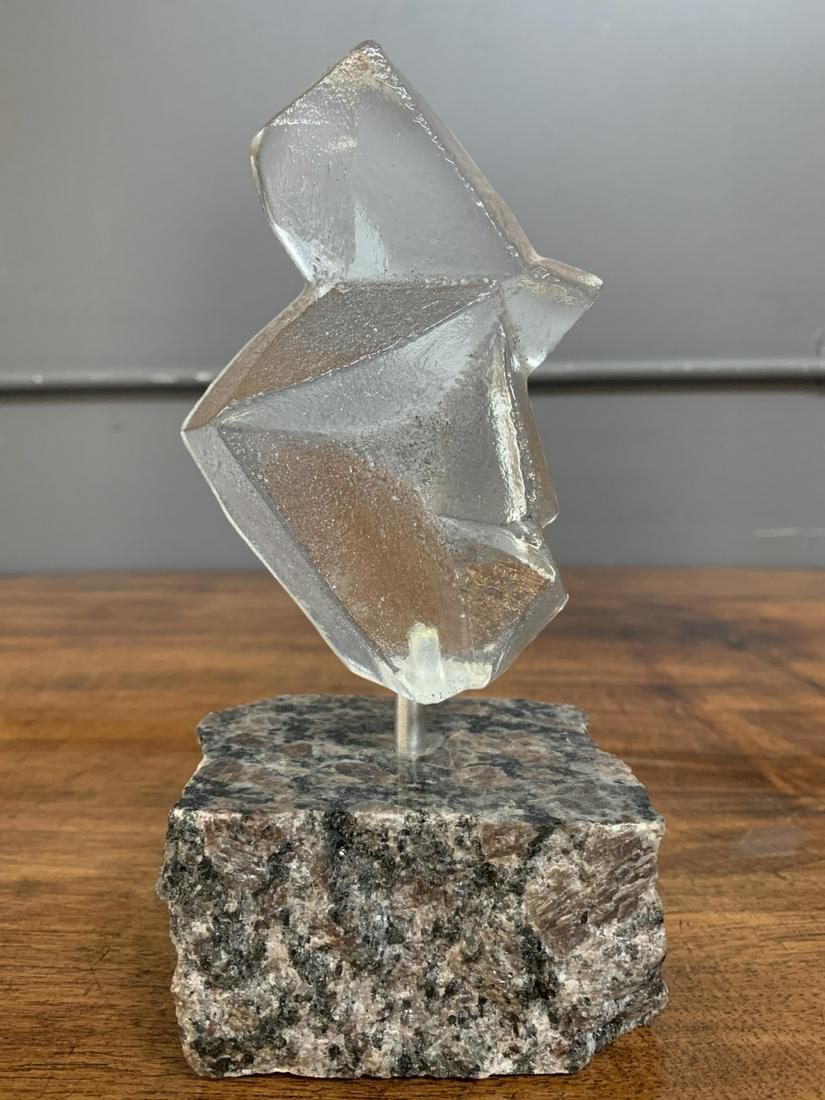 Modernist Abstract Art Glass Granite Statue Signed (1 of 5)