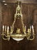 French Heavy Bronze Alabaster 8 Arm Chandelier