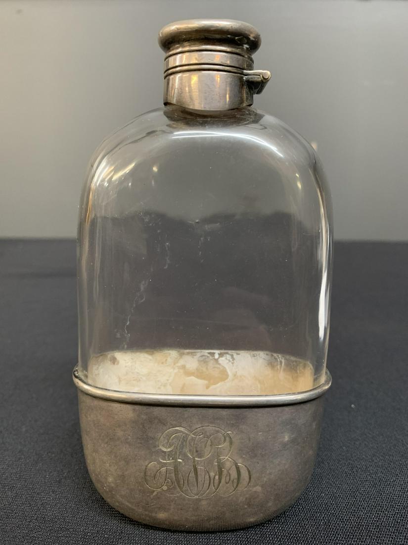 1900 GORHAM Silver Plate Glass Whiskey Flask (1 of 5)