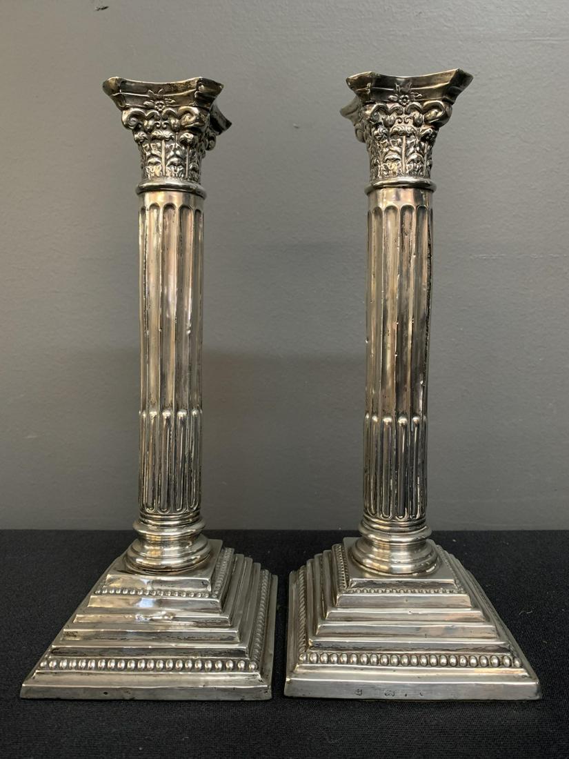 English Silver Neoclassical Column Candlesticks (1 of 8)