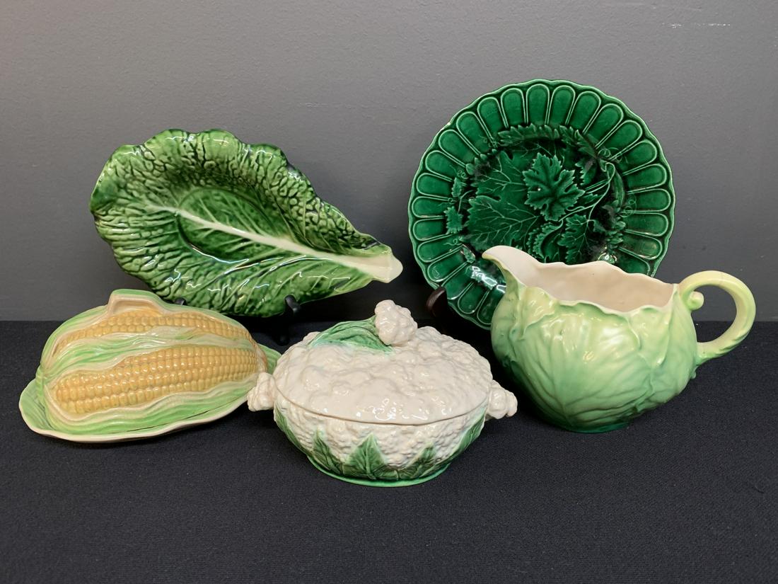 Lot 5 Antique MAJOLICA Figural Vegetable Dishes (1 of 10)