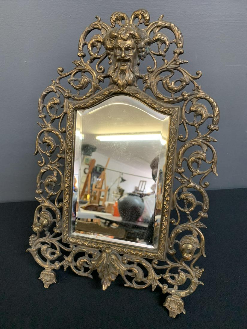 Brass Framed Bacchus Mirror, Signed P.E. Guerin (1 of 9)