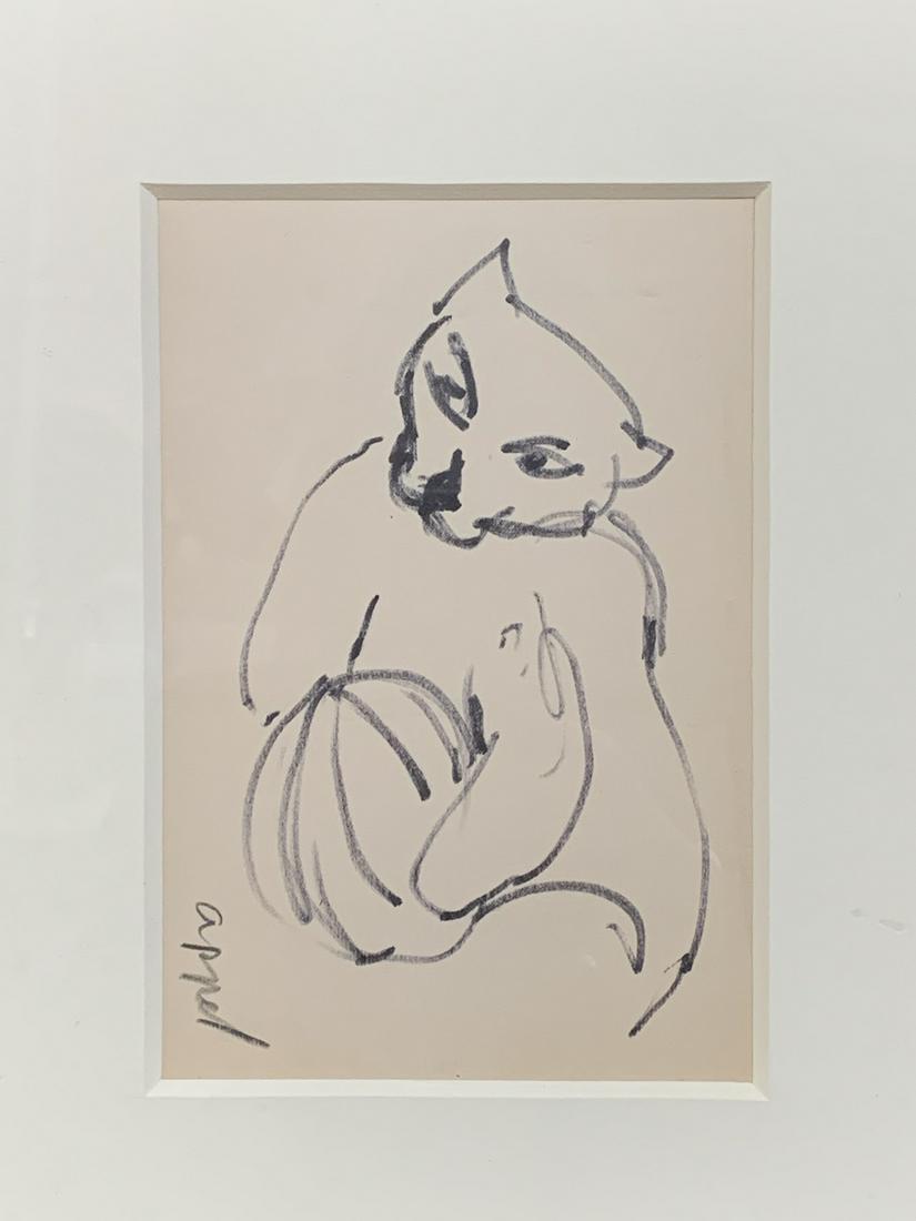 Attributed Karel Appel, Ink on Paper, Cat (1 of 6)