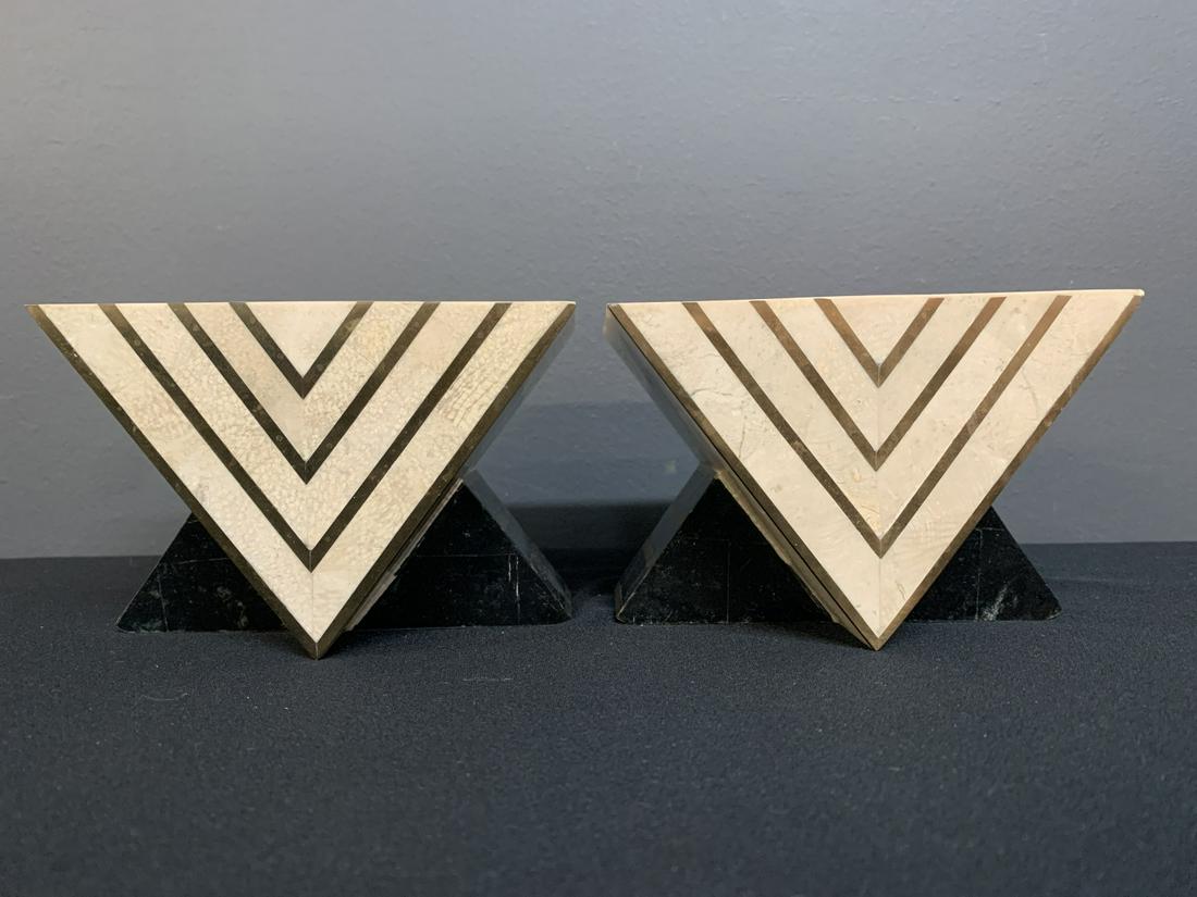 Pair Art Deco Marble, Brass Candleholders, Tazzas (1 of 6)