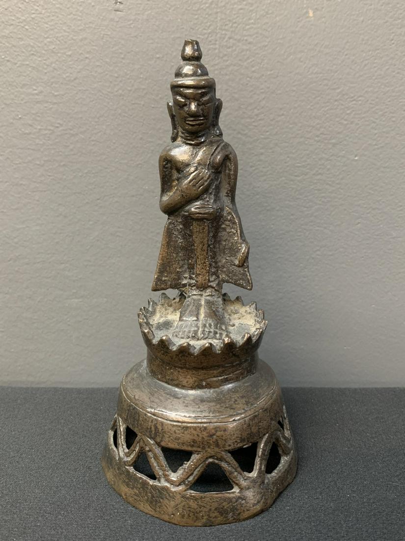 Antique Indian Se Asian Standing Bronze Buddha (1 of 6)