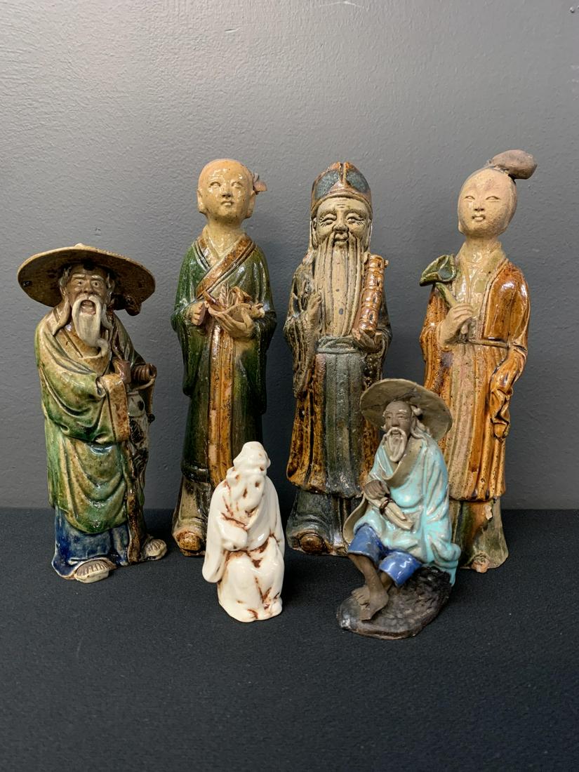 Lot Of 6 Antique Chinese Mudmen Ceramics (1 of 8)